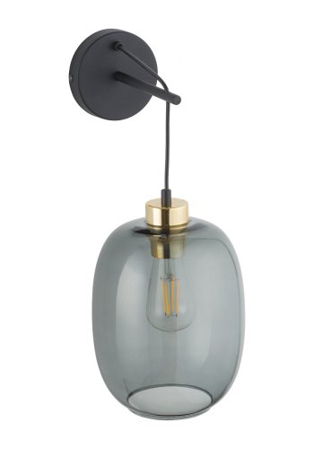 TK Delta vglampe - glas, guld og sort metal