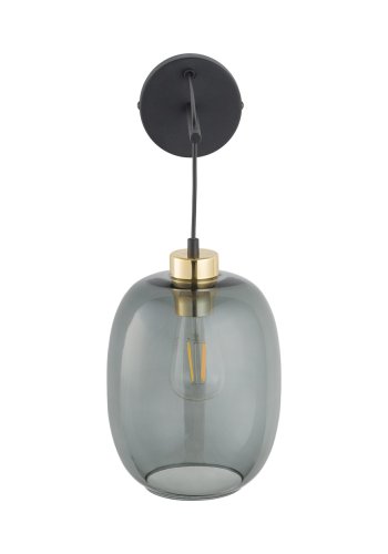 TK Delta vglampe - glas, guld og sort metal