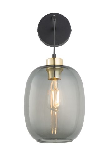 TK Delta vglampe - glas, guld og sort metal