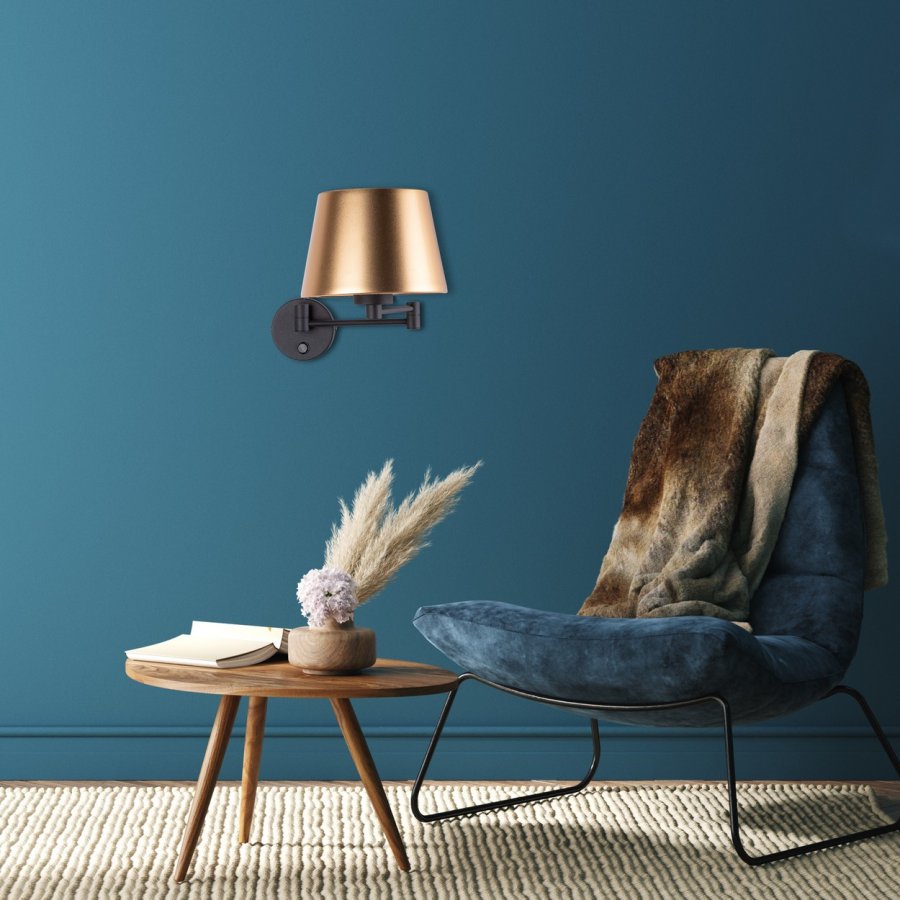 TK Glory vglampe - guld stof og sort metal