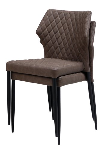 HOUSE OF SANDER Ydun spisestol - brunt kunstskinn og sorte ben, stables