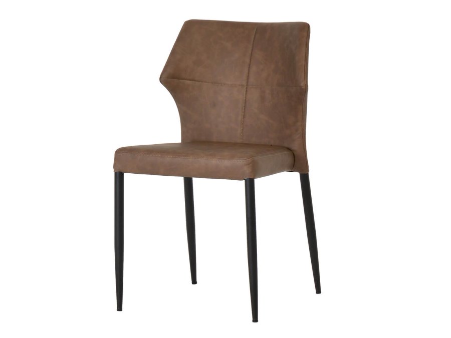 HOUSE OF SANDER Runa spisestuestol - brunt PU-skinn og sorte ben