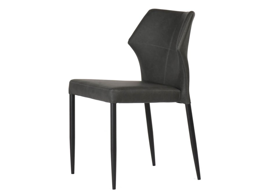 HOUSE OF SANDER Runa spisestuestol - sort PU-skinn og sorte ben