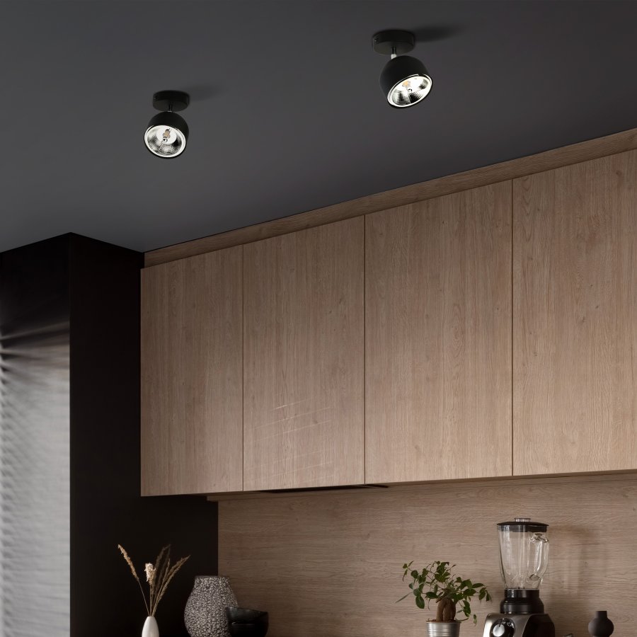 TK Altea taklampa spot, inkl. glödlampa - svart stl och krom