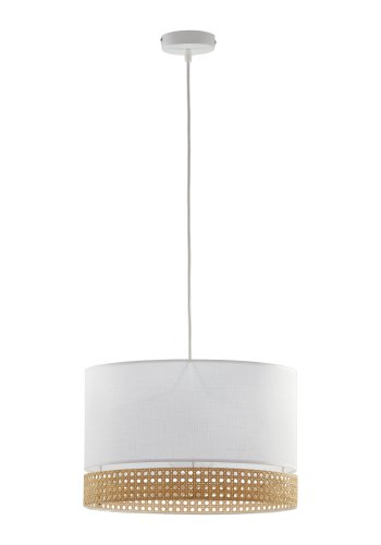 TK Paglia loftlampe 380 - hvid stof og natur rattan