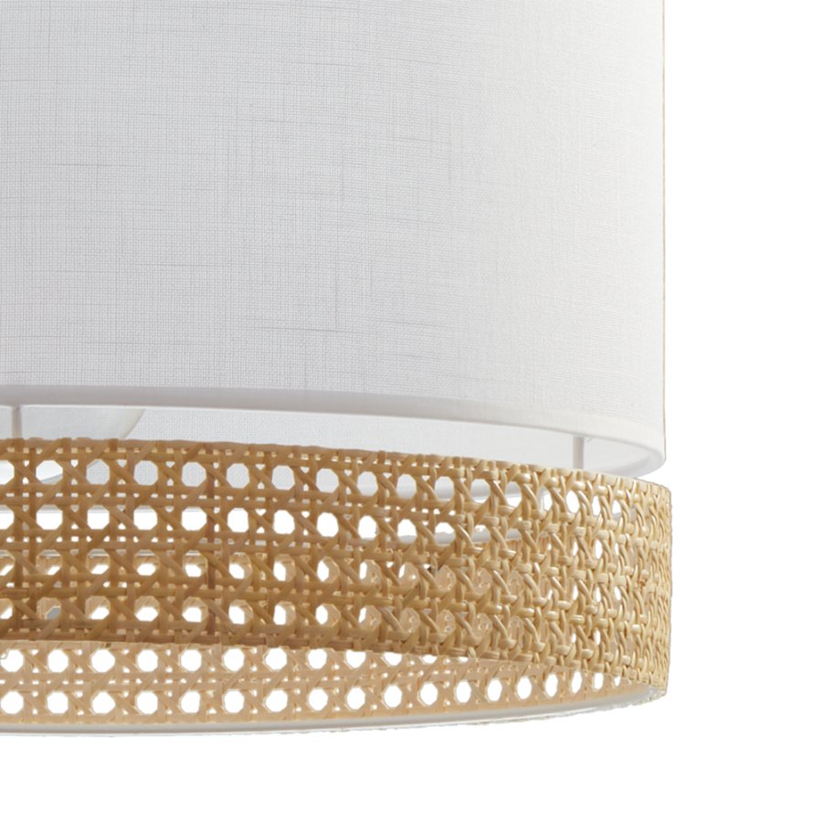 TK Paglia loftlampe 380 - hvid stof og natur rattan