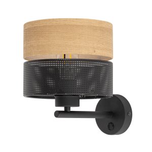 TK Nicol vägglampa - naturfaner och svart PVC-folie/metall