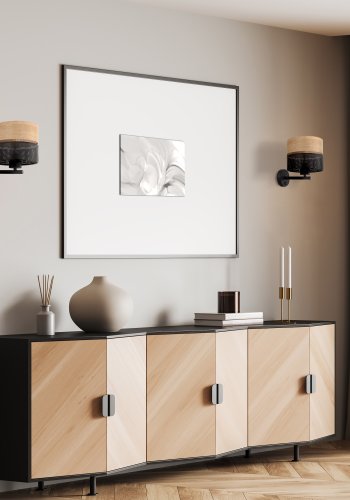 TK Nicol vegglampe - naturfiner og sort PVC folie/metall