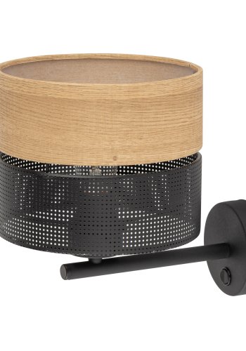 TK Nicol vegglampe - naturfiner og sort PVC folie/metall