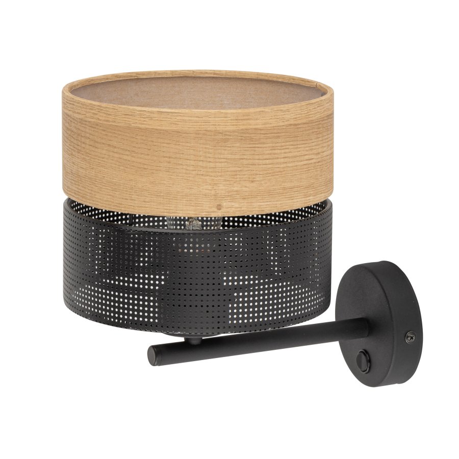 TK Nicol vegglampe - naturfiner og sort PVC folie/metall