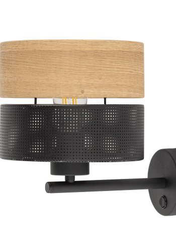TK Nicol vegglampe - naturfiner og sort PVC folie/metall