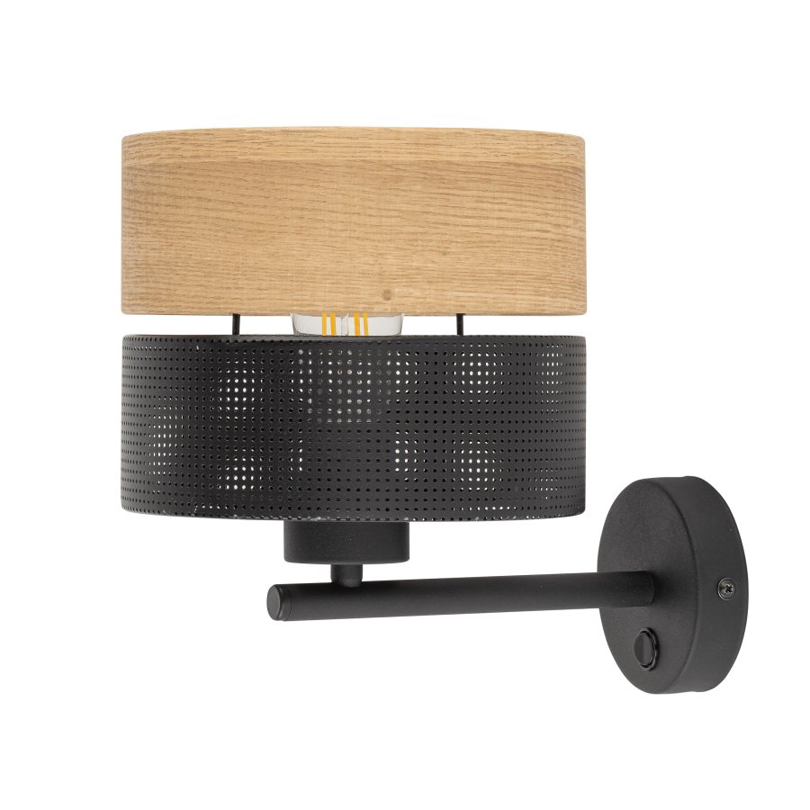 TK Nicol vegglampe - naturfiner og sort PVC folie/metall