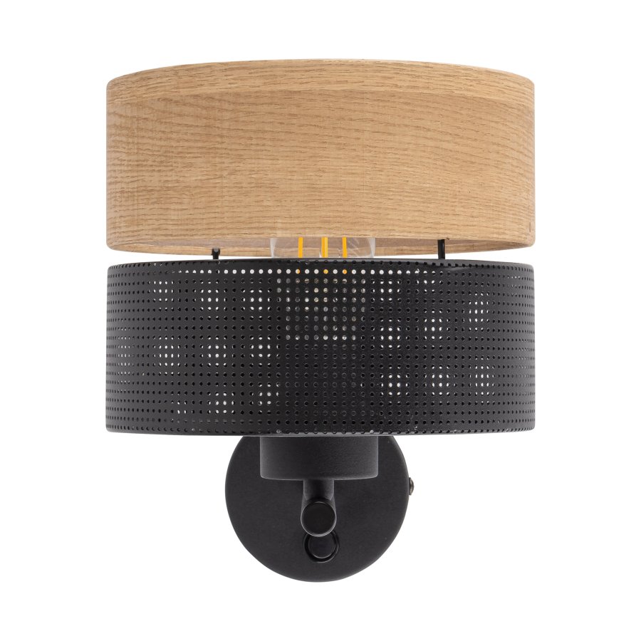 TK Nicol vegglampe - naturfiner og sort PVC folie/metall