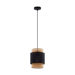 TK Boho loftlampe - natur rattan og sort stof