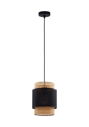TK Boho loftlampe - natur rattan og sort stof