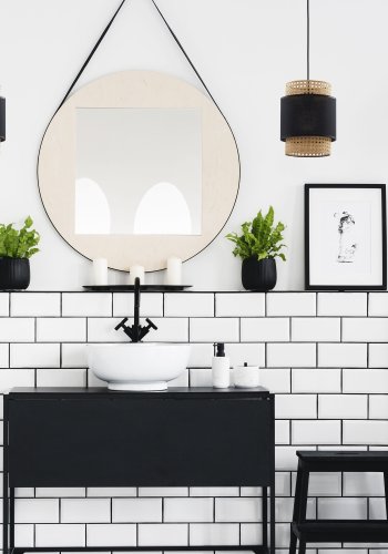 TK Boho loftlampe - natur rattan og sort stof