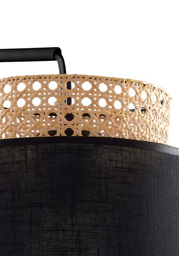 TK Boho vglampe - natur rattan og sort stof/stl