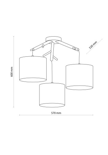 TK Albero loftlampe, m. 3 skjermer - beige lin, naturlig furu og hvitt stl