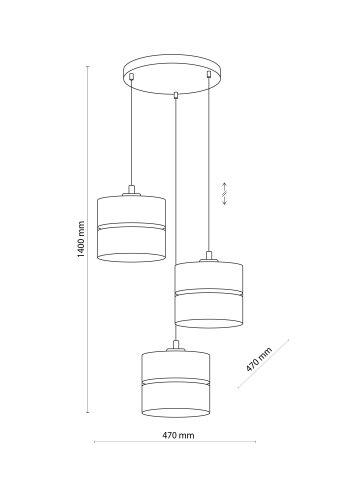 TK Linobianco loftlampe, m. 3 skrme - brun jute, hvid stof og hvid metal