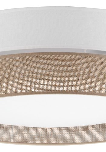 TK Linobianco loftlampe 450 - brun jute, hvid stof og hvid metal