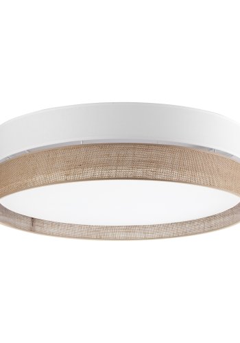 TK Linobianco loftlampe - brun jute, hvid stof og hvid metal