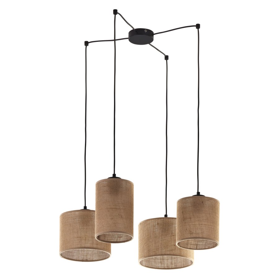 TK Jute loftlampe, m. 4 skrme - natur jute