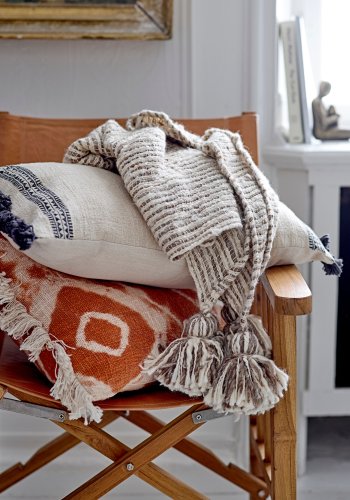 BLOOMINGVILLE Ester Kissen, Orange, Baumwolle B: 50cm, L: 50cm