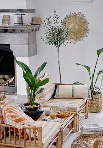 BLOOMINGVILLE Ester Kissen, Orange, Baumwolle B: 50cm, L: 50cm