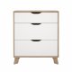 TVILUM Ikast Kommode mit 3 Schubladen, Jackson Hickory / Weiß, 78,7 x 39,8 x 92,2 cm