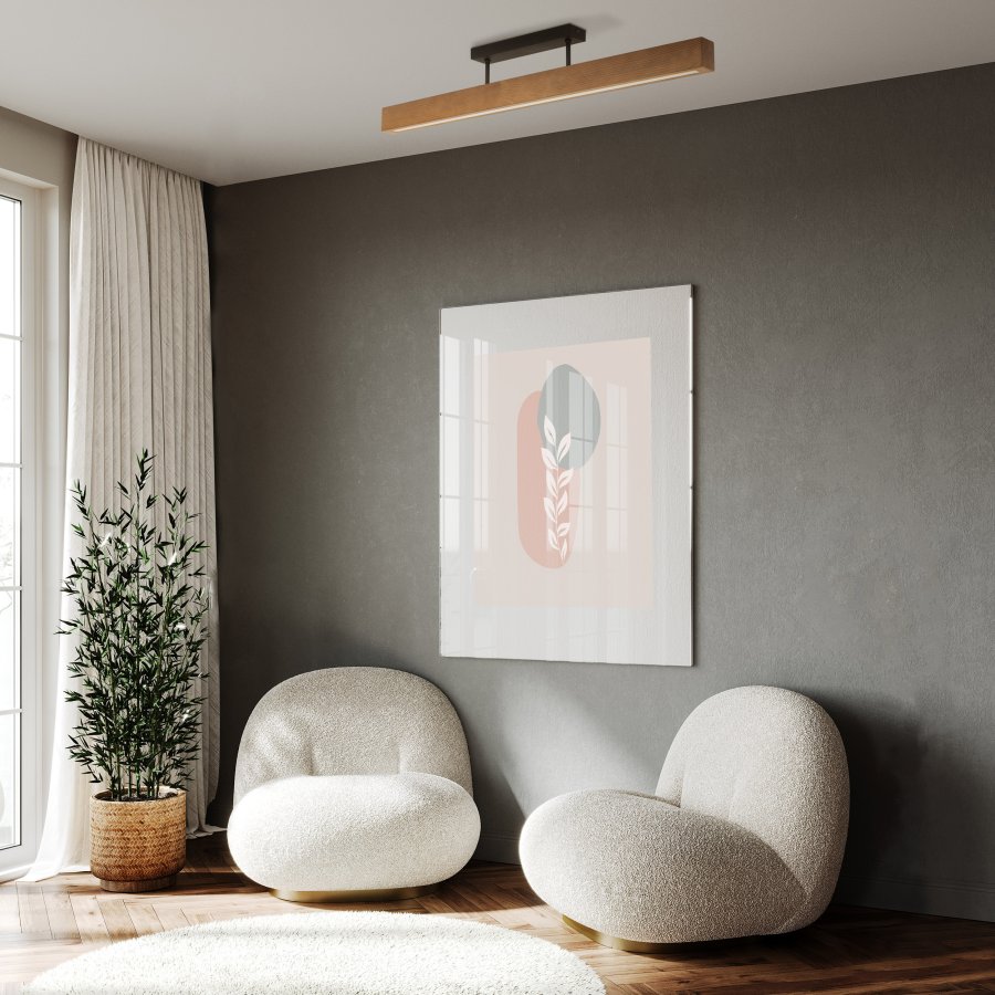 TK Teo LED-taklampe - valnttfarget tre og sort metall