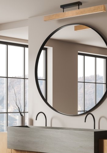 TK Teo LED-taklampe 960 - naturlig tre og sort metall