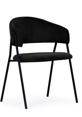HOUSE OF SANDER Lina Esszimmerstuhl, mit Armlehnen – schwarzer Samt und schwarzes Metall