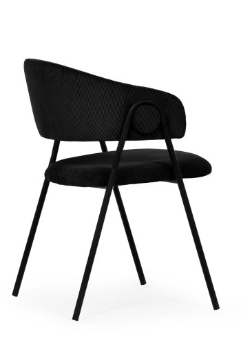 HOUSE OF SANDER Lina Esszimmerstuhl, mit Armlehnen – schwarzer Samt und schwarzes Metall