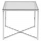ACT NORDIC Cross hjrnebord, firkantet - klart glass og krommetall (50x50)