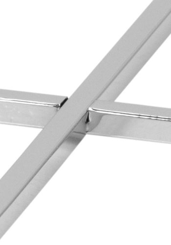 ACT NORDIC Cross hjrnebord, firkantet - klart glass og krommetall (50x50)