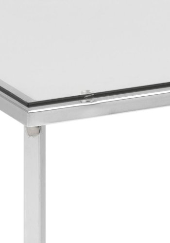 ACT NORDIC Cross hjrnebord, firkantet - klart glass og krommetall (50x50)