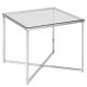 ACT NORDIC Cross hjrnebord, firkantet - klart glass og krommetall (50x50)