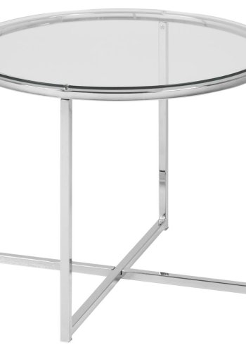ACT NORDIC Cross hjrnebord, rundt - klart glass og krommetall (55)