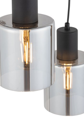 TK Sierra taklampe, m. 3 skjermer - glass og sort metall