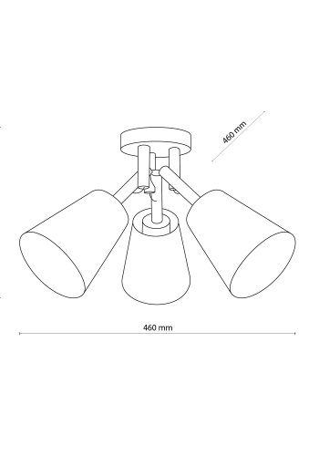 TK Vaio taklampe, m. 3 skjermer - hvitt stoff, tre og metall