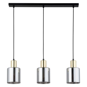 TK Sierra loftlampe, m. 3 skrme - glas og guld metal