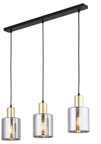 TK Sierra loftlampe, m. 3 skrme - glas og guld metal