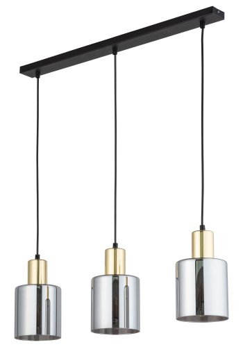 TK Sierra loftlampe, m. 3 skrme - glas og guld metal