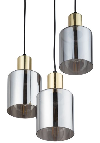 TK Sierra taklampe, m. 3 skjermer - glass og gullmetall