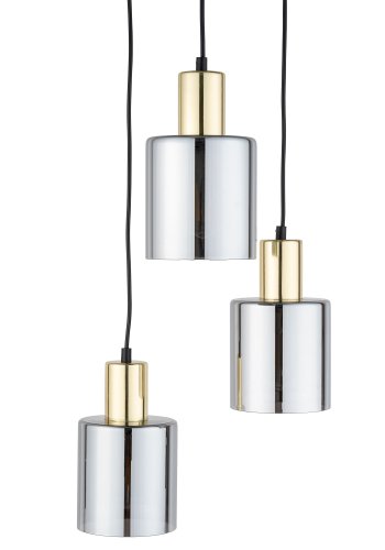 TK Sierra taklampe, m. 3 skjermer - glass og gullmetall