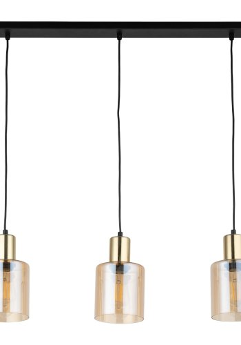 TK Sierra taklampe, m. 3 skjermer - gult glass og gullmetall