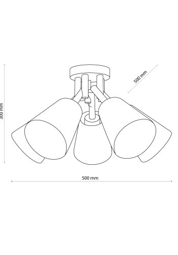 TK Vaio taklampe, m. 5 skjermer - hvitt stoff, tre og metall