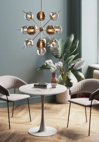 KARE DESIGN Schickeria spisebord, rund - hvid marmorlook laminat og hvid stl (80)