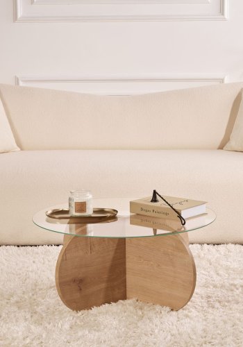 NORDVRK Aeris - Safir eik, gjennomsiktig salongbord