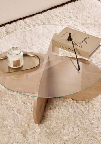 NORDVRK Aeris - Safir eik, gjennomsiktig salongbord